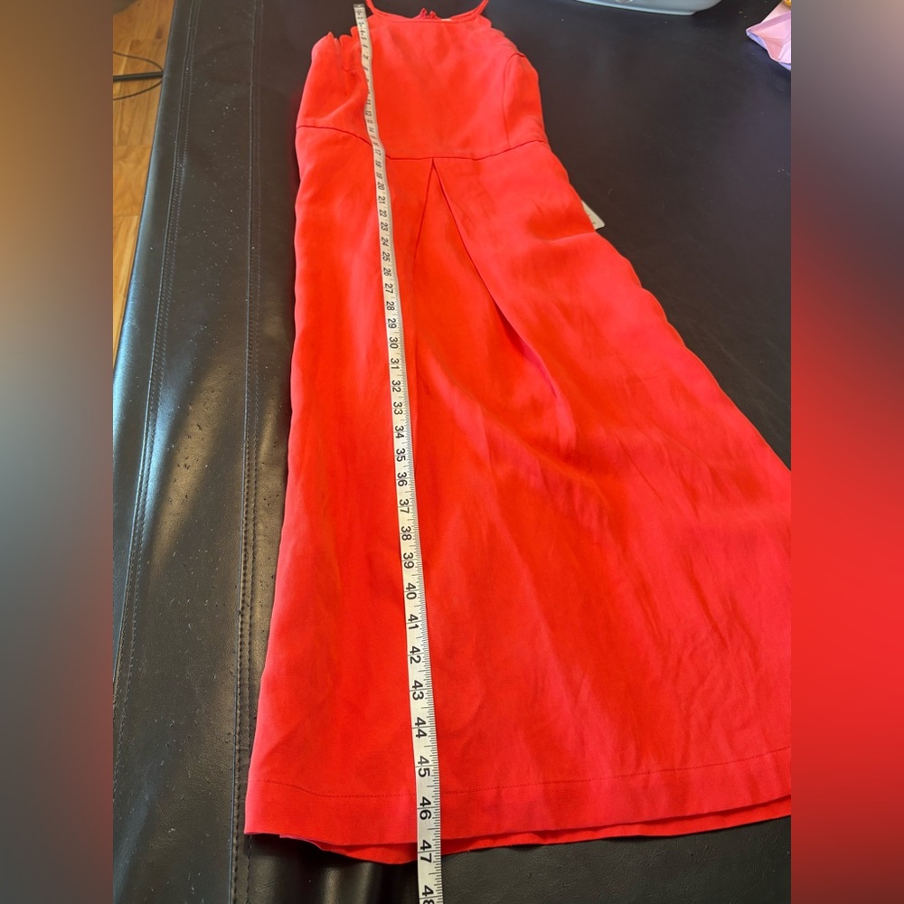 1901 Saucy Red Scalloped Linen Blend Midi Dress size Large NWT - Picture 14 of 15